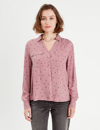 Chemise manches longues rose femme
