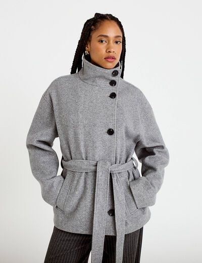 Veste oversize manches longues gris femme