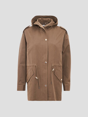 Parka droite a capuche vert kaki femme