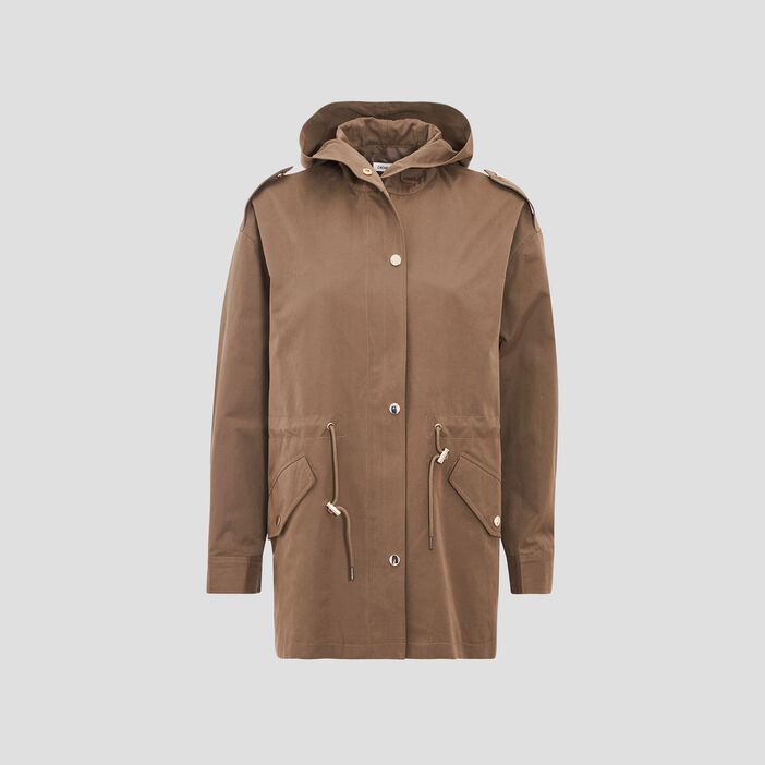 Parka droite à capuche vert kaki femme