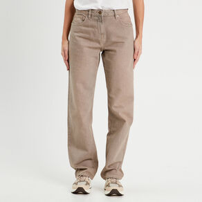 Jeans droit 5 poches marron cognac femme