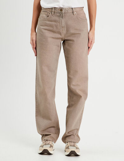 Jeans droit 5 poches marron cognac femme