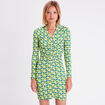 Robe ajustée froncée vert femme