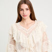 Blouse manches 3/4 dentelle ecru femme