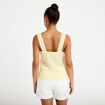 D&eacute;bardeur ajour&eacute; aspect dentelle col v jaune pastel femme