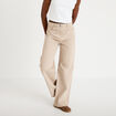 Jean wide leg taille haute beige femme