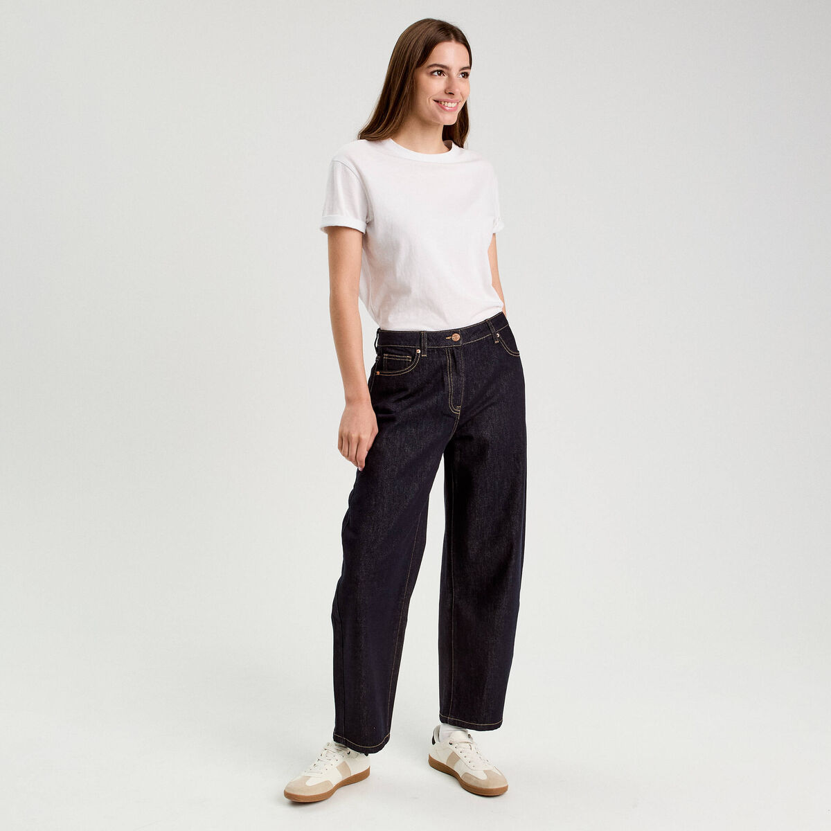 Jeans barrel 7/8ème denim brut femme