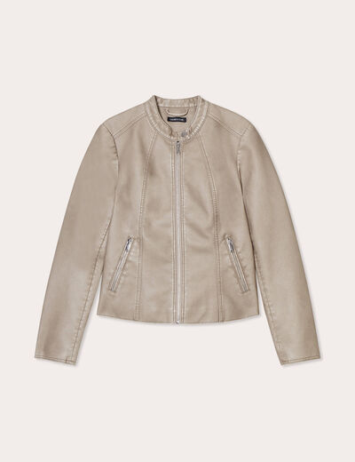 Veste ajustée simili cuir sable femme