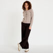 Gilet col rond manches longues taupe femme