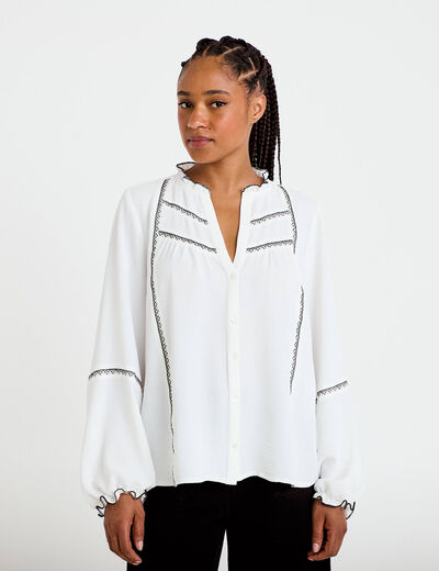 Blouse manches longues ecru femme
