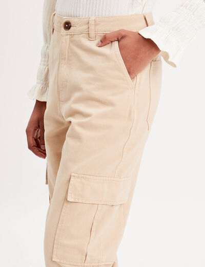 Pantalon large cargo sable femme