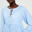 Blouse manches longues en cr&ecirc;pe blanc femme