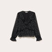 Blouse droite courte manches longues noir femme