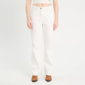 Jeans droit 5 poches ecru femme
