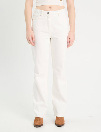 Jeans droit 5 poches ecru femme
