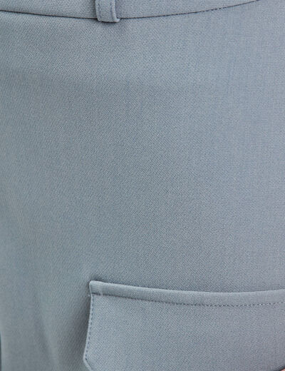 Jupe-short droite poches rabat bleu gris femme