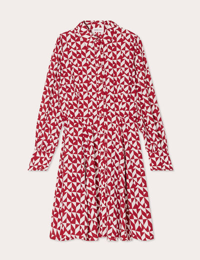 Robe chemise patineuse rouge femme