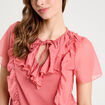 Blouse volants rose pastel femme