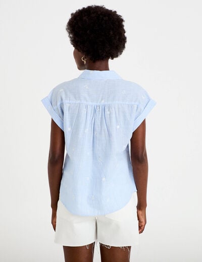 Blouse droite sans manches col rond blanc femme