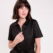 Robe droite courte col chemise noir femme