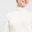 T-shirt col roulé ecru femme