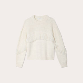 pull avec franges ecru femme Pull avec franges ecru femme