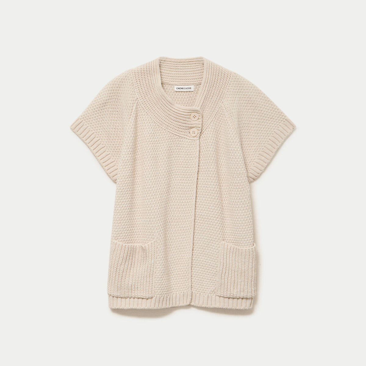 Gilet sans manches col montant beige femme