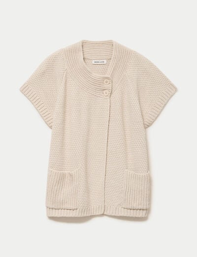 Gilet sans manches col montant beige femme