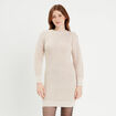 Robe pull droite col rond ivoire femme