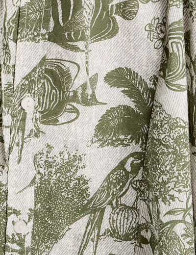 Robe chemise évasée vert femme