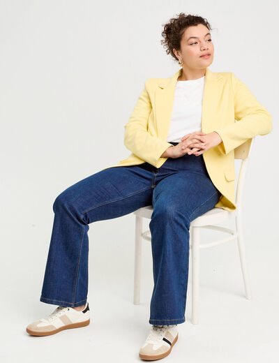 Veste blazer cintrée jaune clair femme