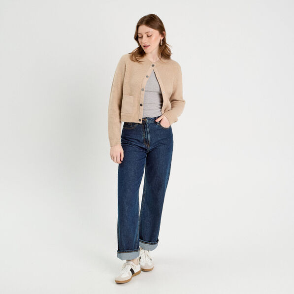 Gilet manches longues taupe femme