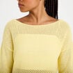 Pull ample ajour&eacute; manches longues jaune pastel femme