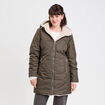 Parka r&eacute;versible &agrave; capuche vert kaki femme