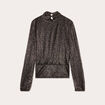 Blouse col montant noir femme