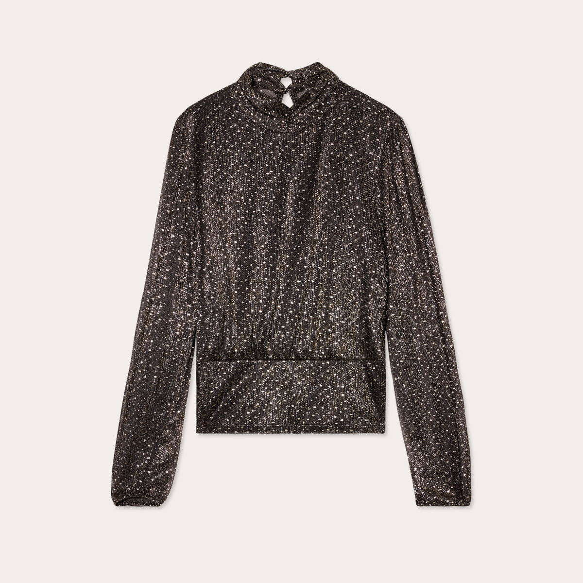 Blouse col montant noir femme