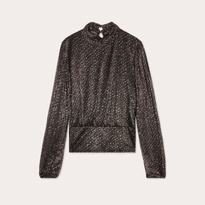 Blouse col montant noir femme