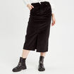Jupe midi droite velours noir femme