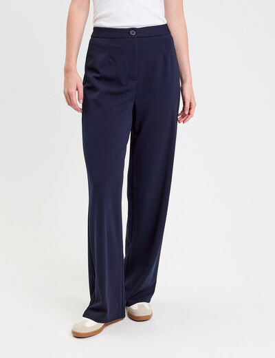 Pantalon large bleu marine femme