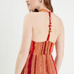 Robe longue évasée col en V rouge femme