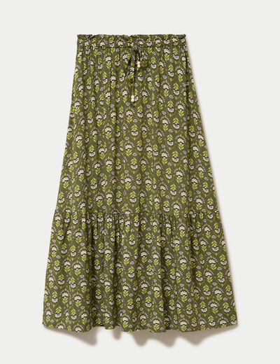Jupe longue &eacute;vas&eacute;e vert femme