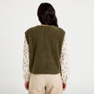 Gilet sans manches effet polaire vert kaki femme