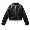 Veste droite cropped en similicuir noir femme