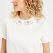 T-shirt manches courtes bijoux ecru femme