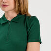 Polo manches courtes zipp&eacute; vert fonc&eacute; femme