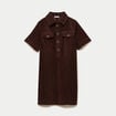 Robe courte droite en velours coton marron fonc&eacute; femme
