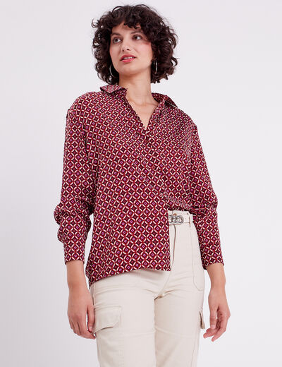 Chemise manches longues satin blanc femme