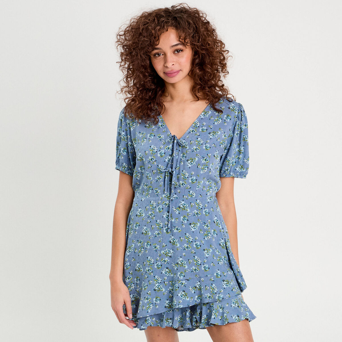 Combishort avec volants bleu foncé femme