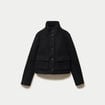 Veste droite bouclette col montant noir femme