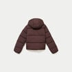 Doudoune droite cropped &agrave; capuche marron fonc&eacute; femme